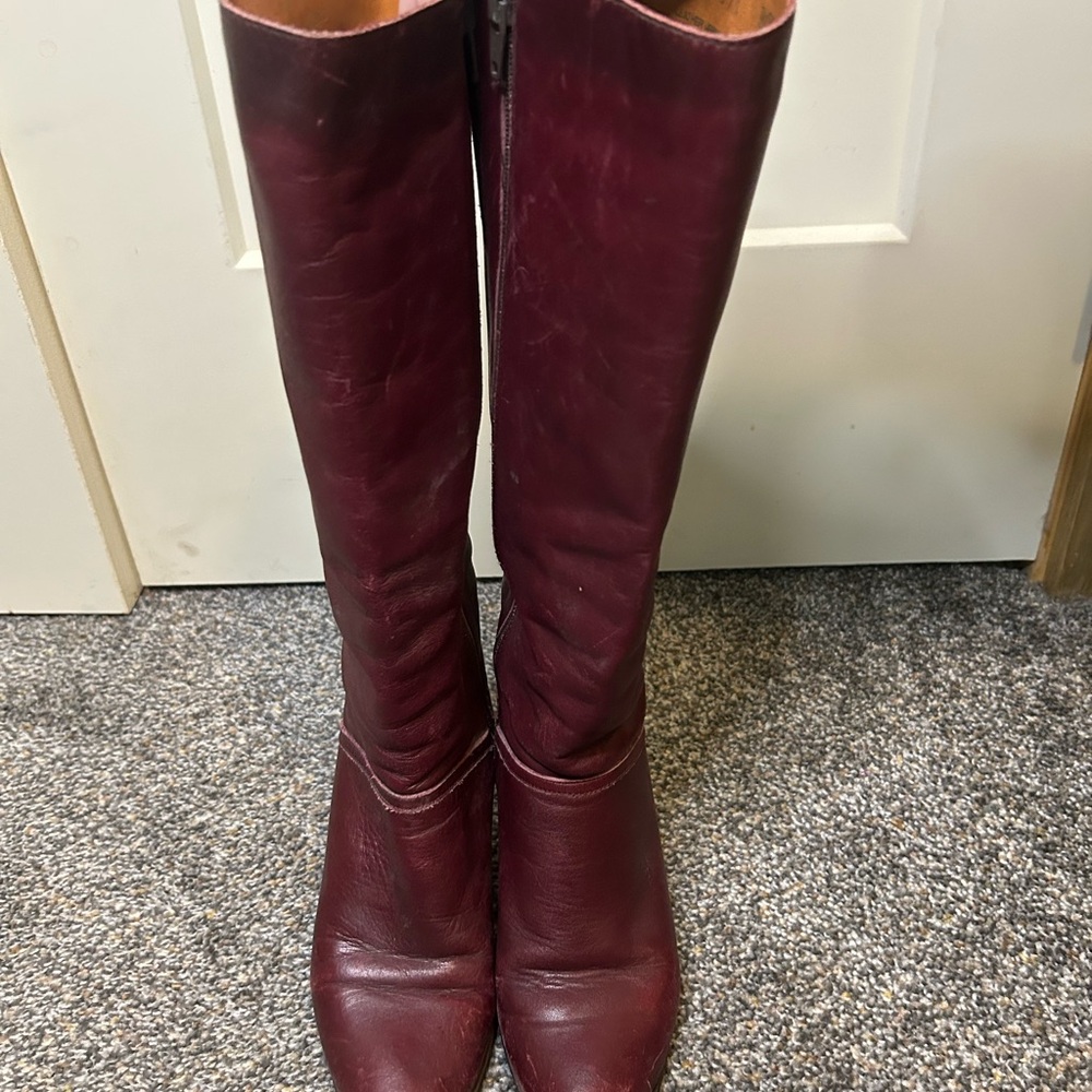 Vintage 1970s Bootalinos by Corelli Burgundy Heeled Leather Boots Boho Indie